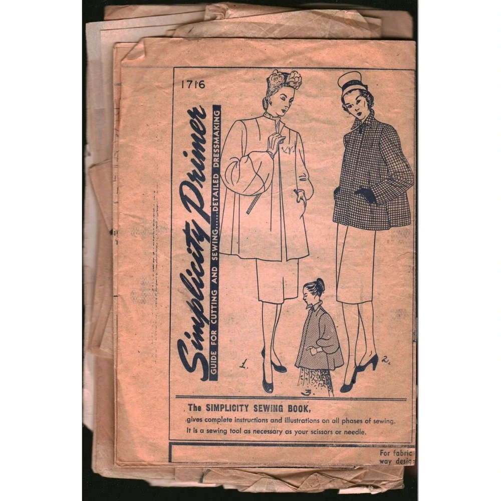 Vintage Simplicity Primer 1716 Sewing Pattern Misses Womens Coat Jacket